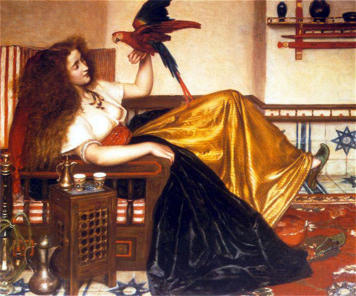 Valentine Cameron Prinsep Prints Reclining Woman with a Parrot china oil painting image
